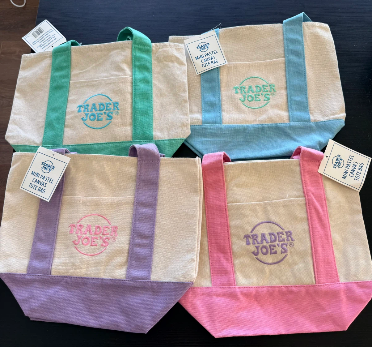Trader Joe's Mini Pastel Canvas Tote Bags $15 per one