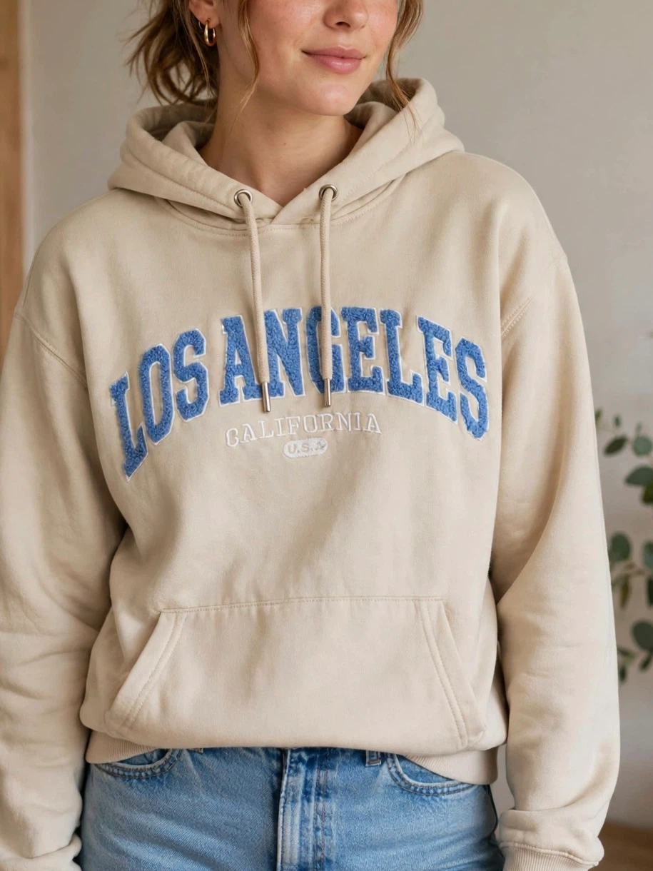 H&M Los Angeles California Hoodie - Beige - Small - photo 2