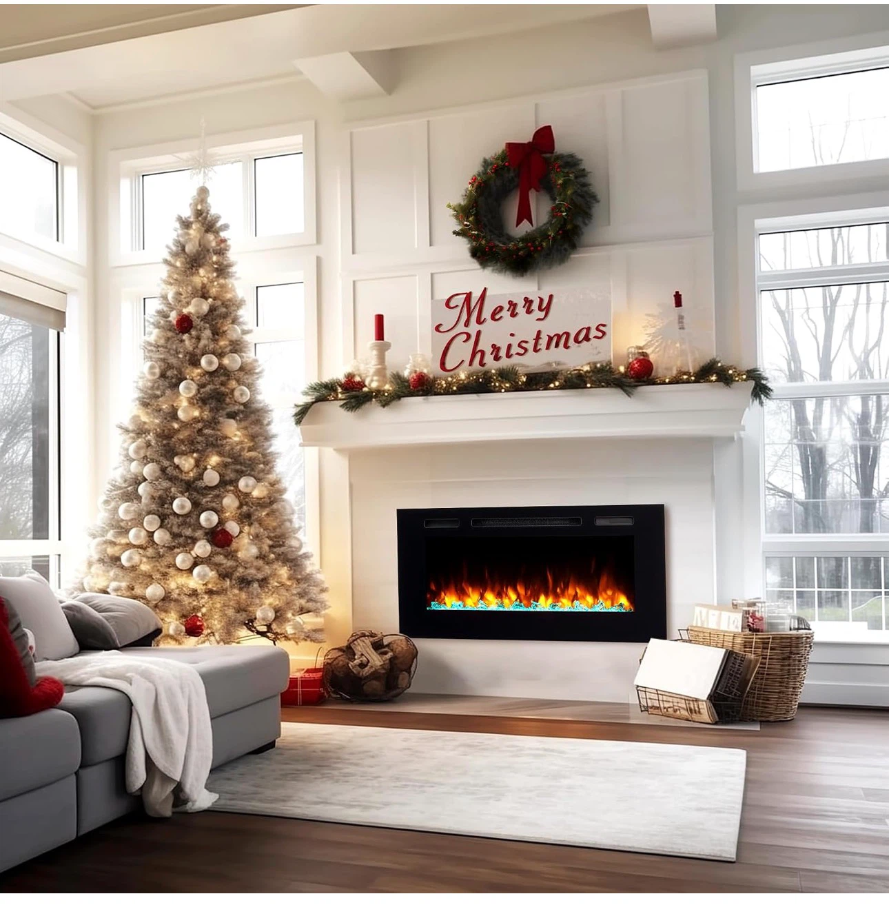 PuraFlame Alice 40 Inch Recessed Electric Fireplace - photo 2