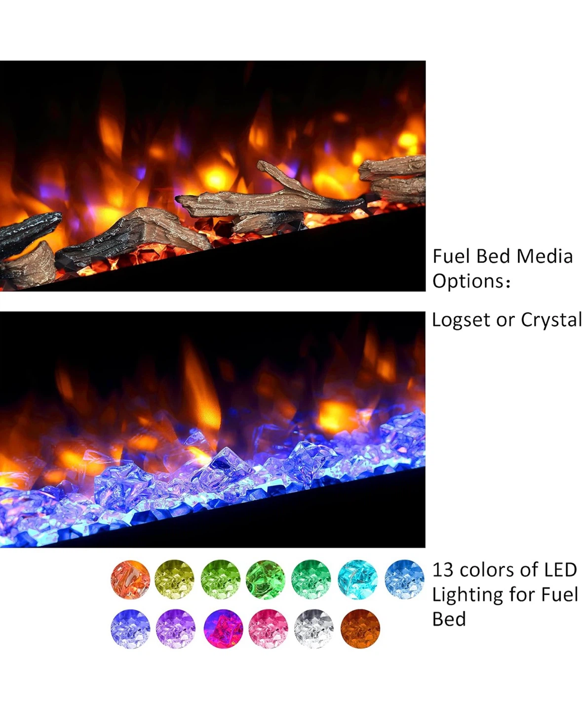 PuraFlame Alice 40 Inch Recessed Electric Fireplace - photo 3