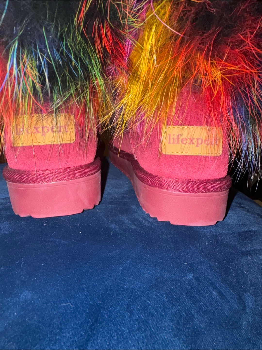 Red Suede Boots with Faux Fur - photo 3