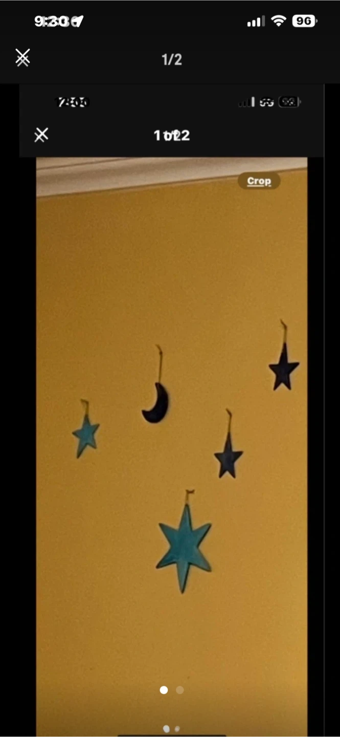 Set of 5 Decorative Ceramic Stars and Moon