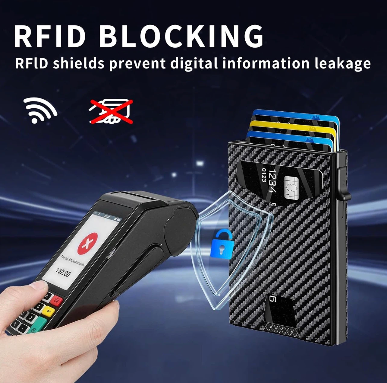 RFID Blocking Carbon Fiber Pattern Pop-Up Wallet - photo 4