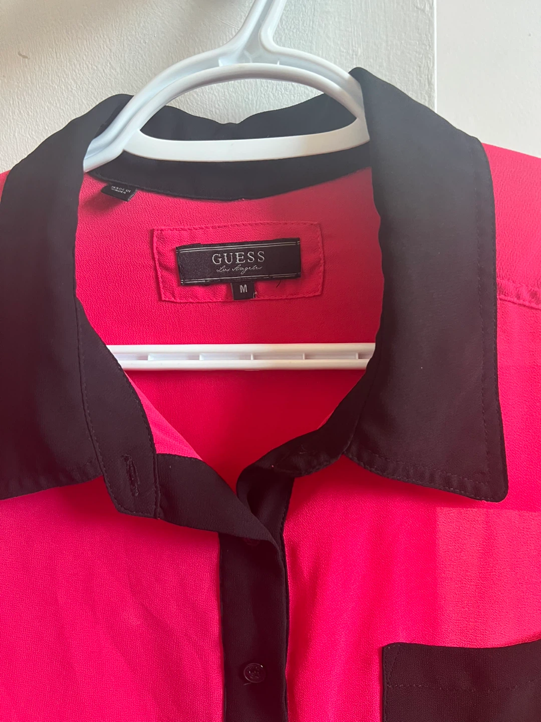 Guess Hot Pink Long Sleeve Blouse