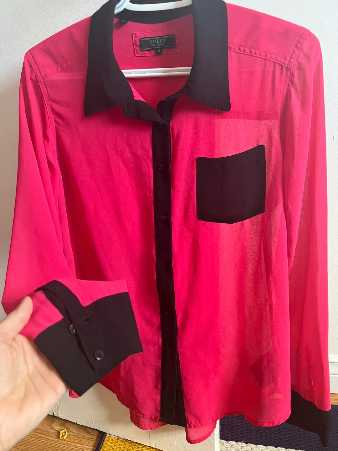 Guess Hot Pink Long Sleeve Blouse - photo 3