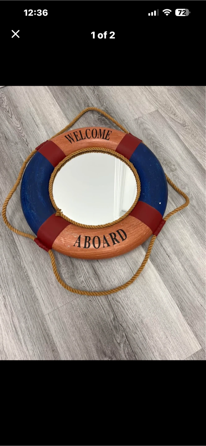 Nautical Welcome Aboard Life Preserver Mirror