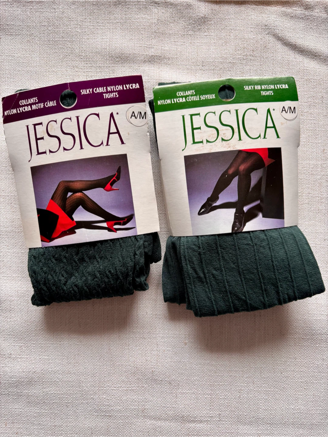 Jessica Nylon Lycra Tights, A/M, 2 Pairs