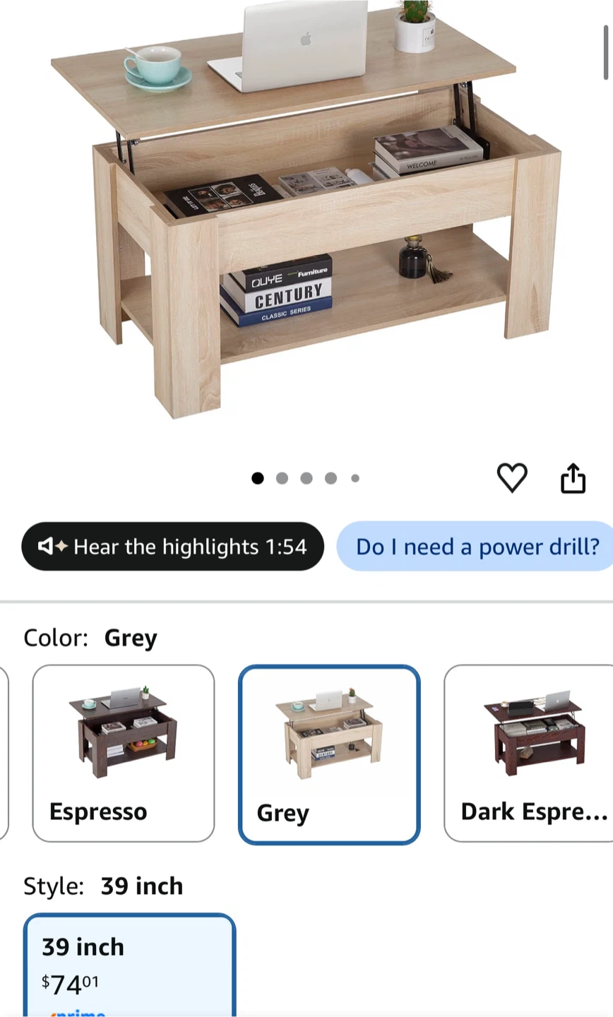 Lift Top Coffee Table with Storage