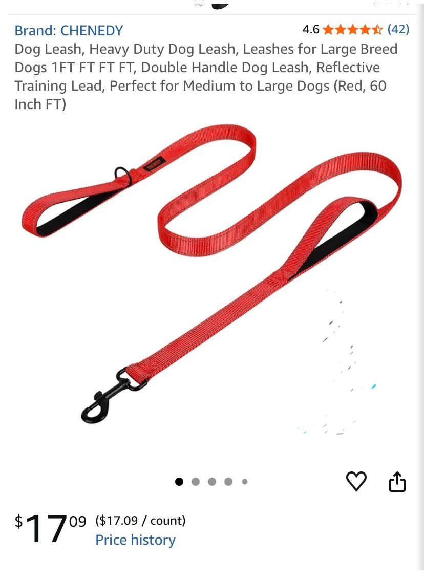 CHENEDY Red Heavy Duty Reflective Dog Leash