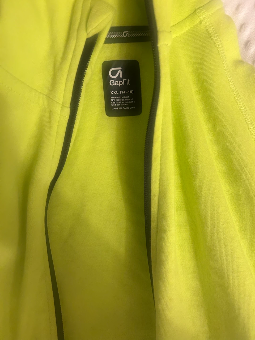 GapFit Neon Yellow Zip-Up Hoodie kids