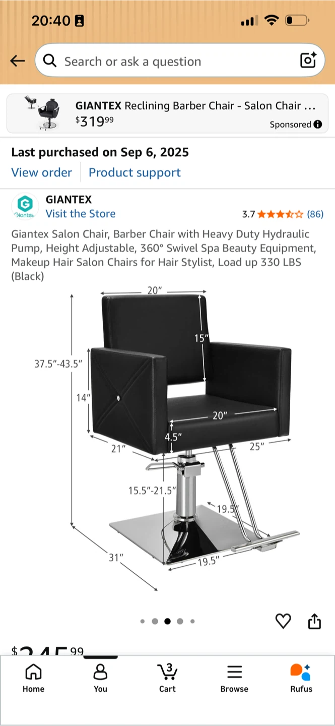 Giantex Salon Barber Chair in Black - photo 2