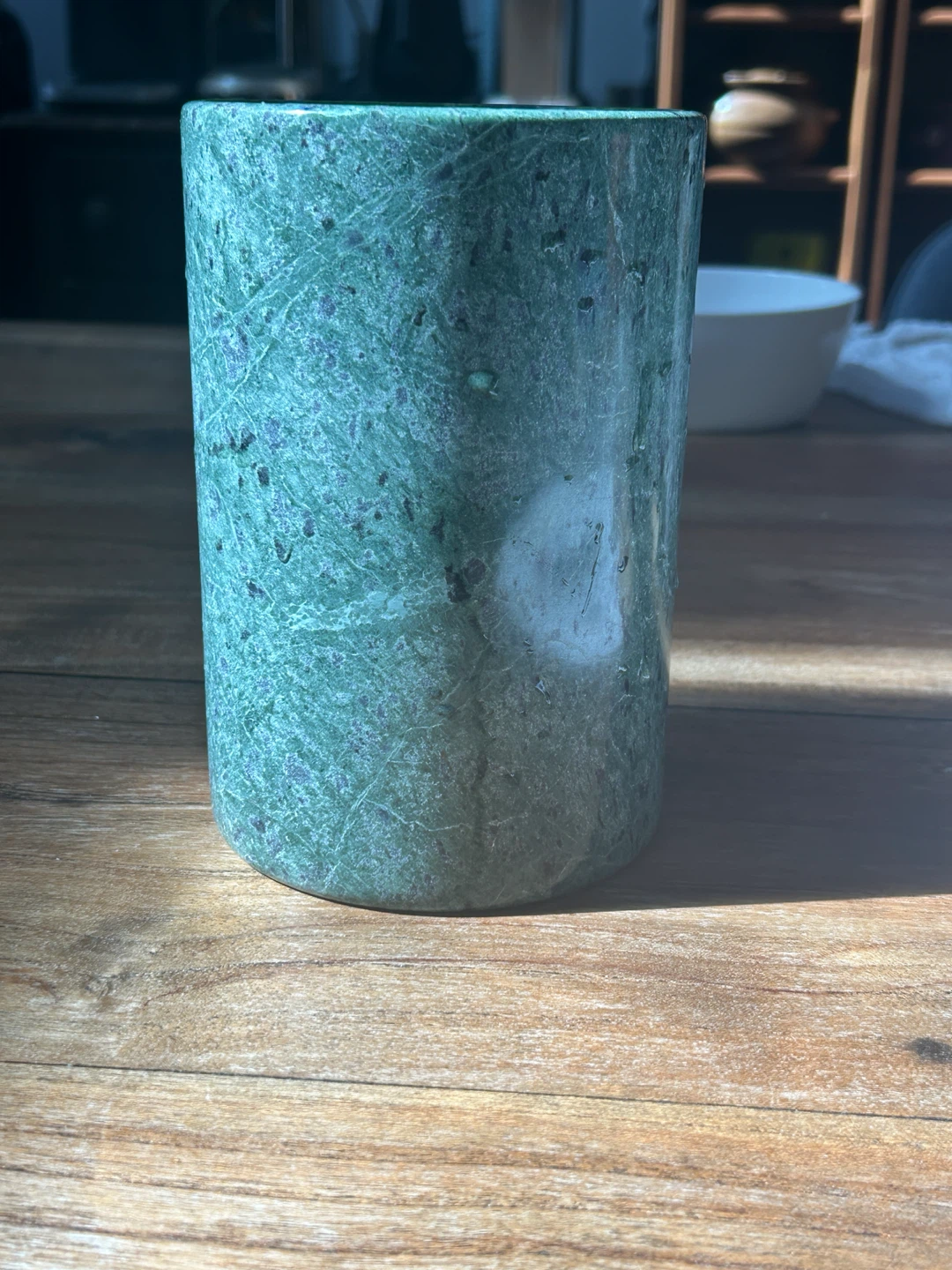 Heavy Elegant Home Decor Green Marble Stone Cylinder Vase