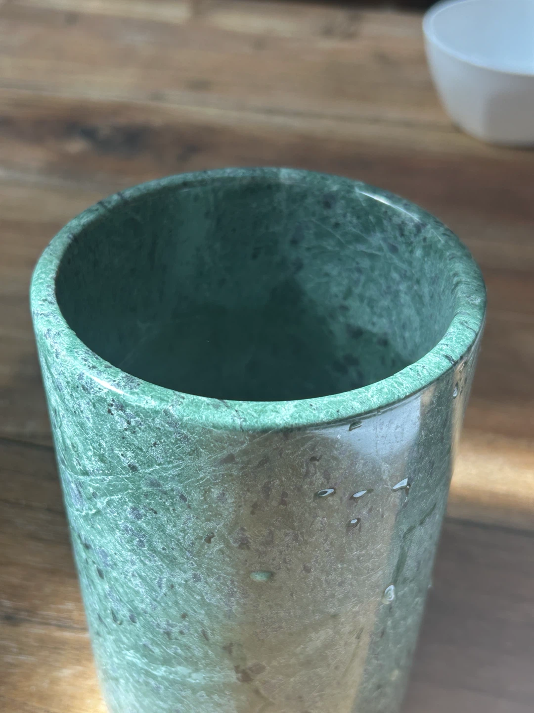 Heavy Elegant Home Decor Green Marble Stone Cylinder Vase - photo 3