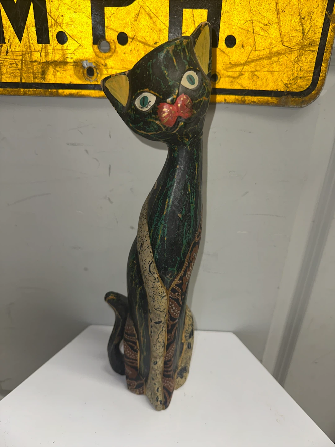 Tall Wood Cat Decor