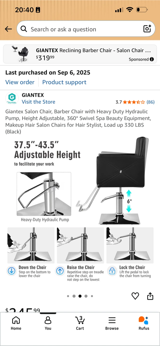 Giantex Salon Barber Chair in Black - photo 4