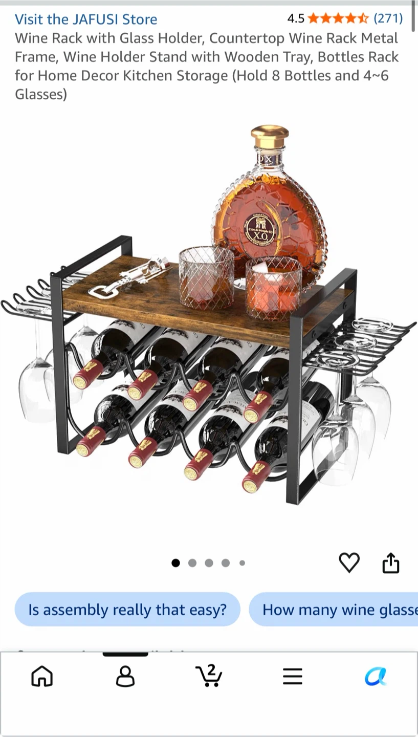 Countertop Wine Rack with Glass Holder - photo 2
