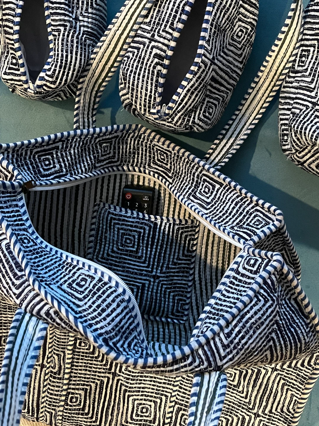 Geometric Print Tote Bag and Matching Accessory Bags - photo 2