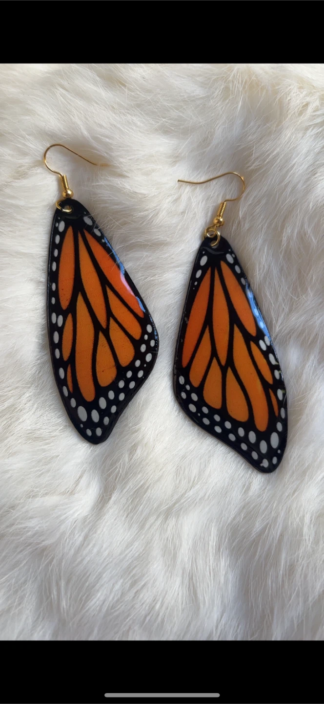 Monarch butterfly wing earrings