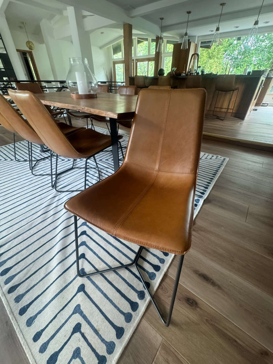 Eight West Elm Slope Leather Dining Chairs - photo 2