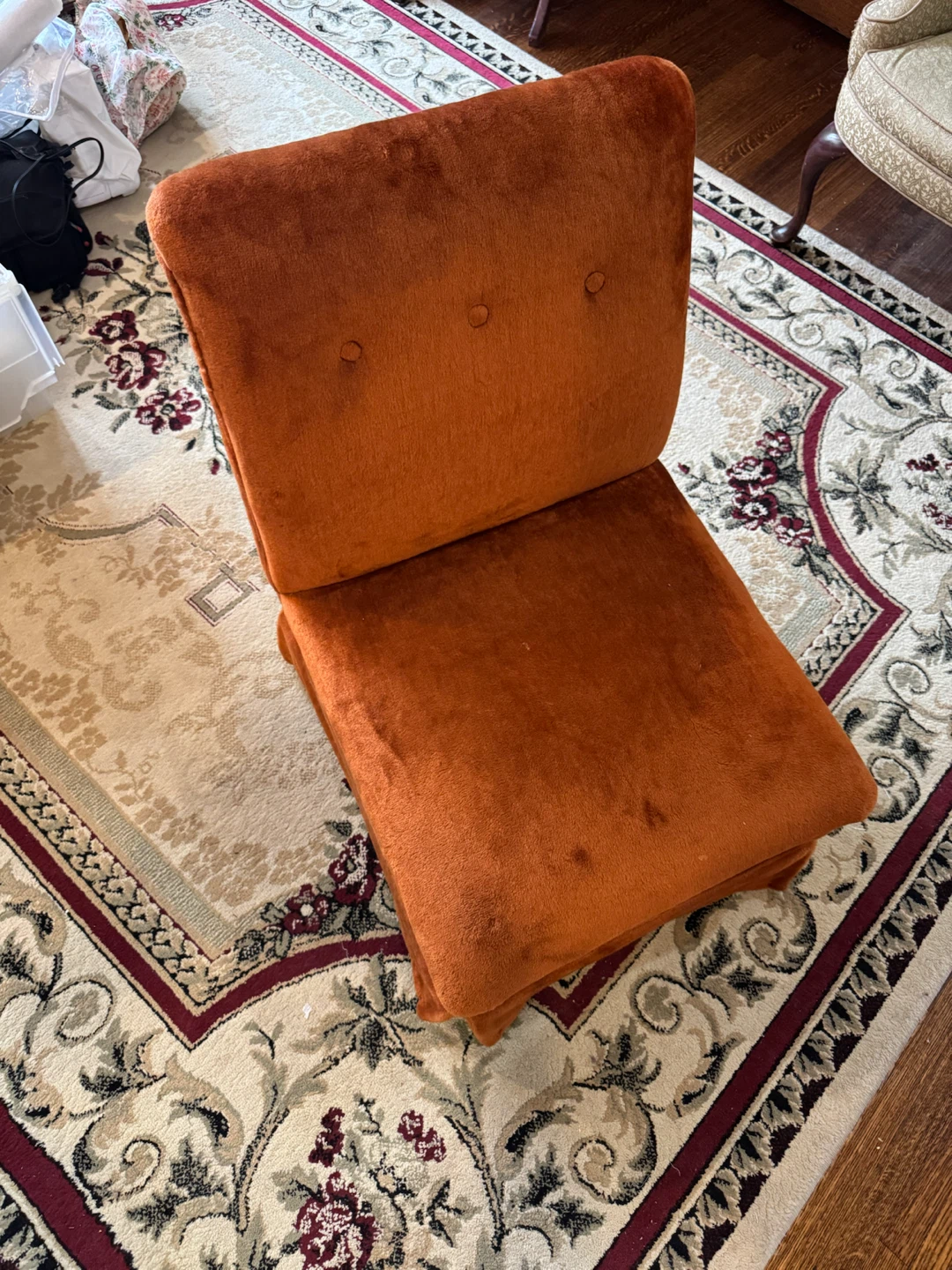 Burnt Orange Velvet Armless Slipper Chair - photo 2
