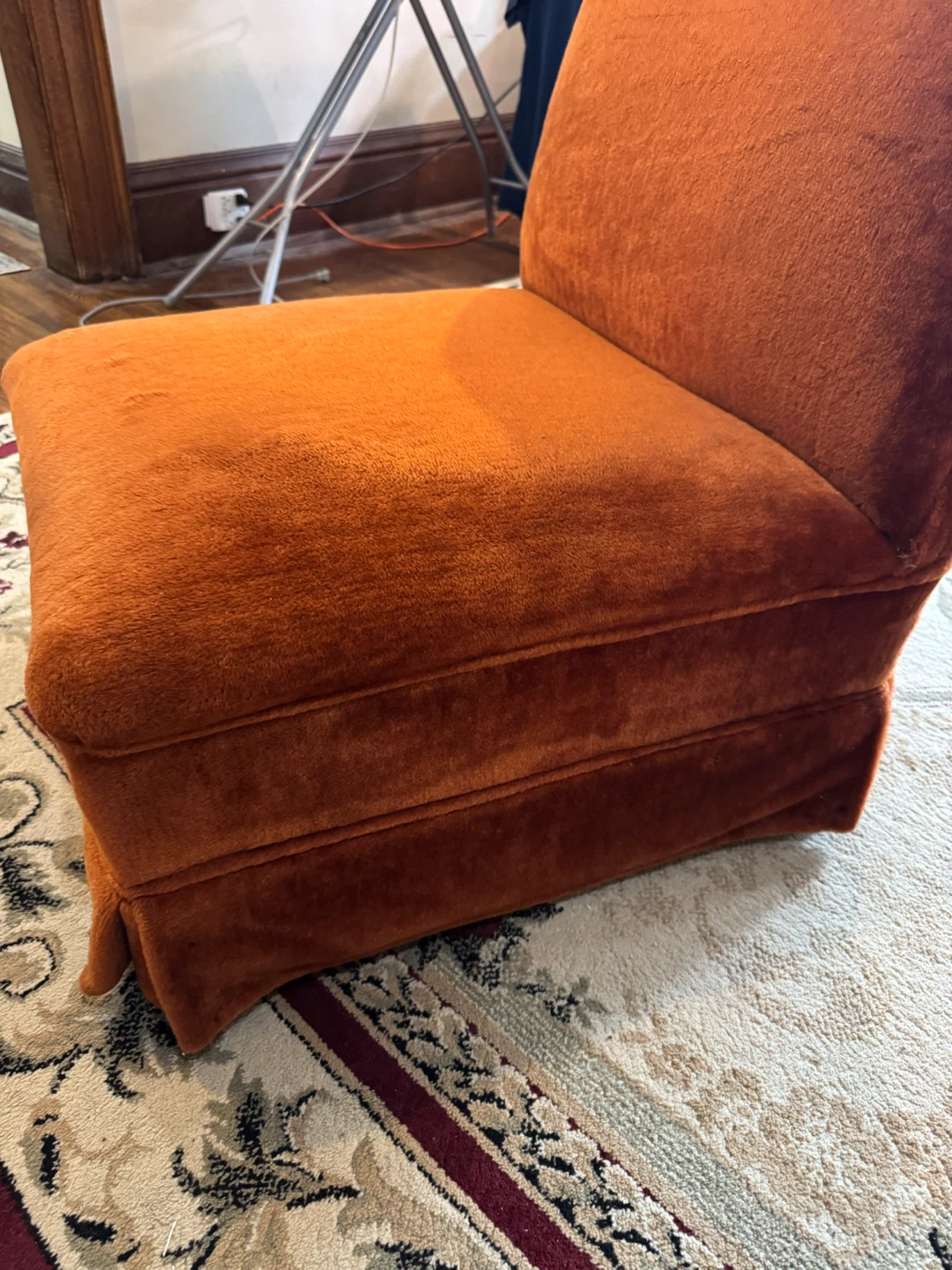 Burnt Orange Velvet Armless Slipper Chair - photo 3