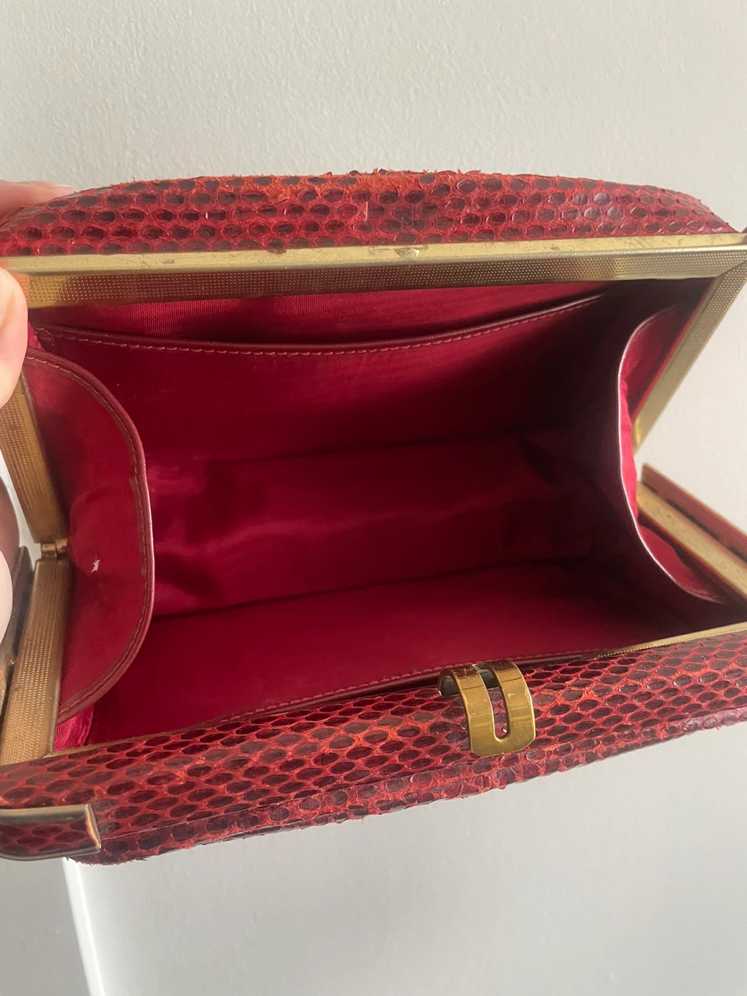 Red Reptile Skin Handbag - photo 2