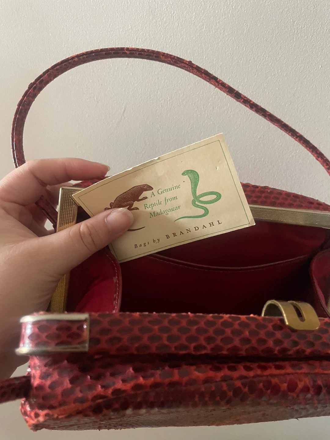 Red Reptile Skin Handbag - photo 3