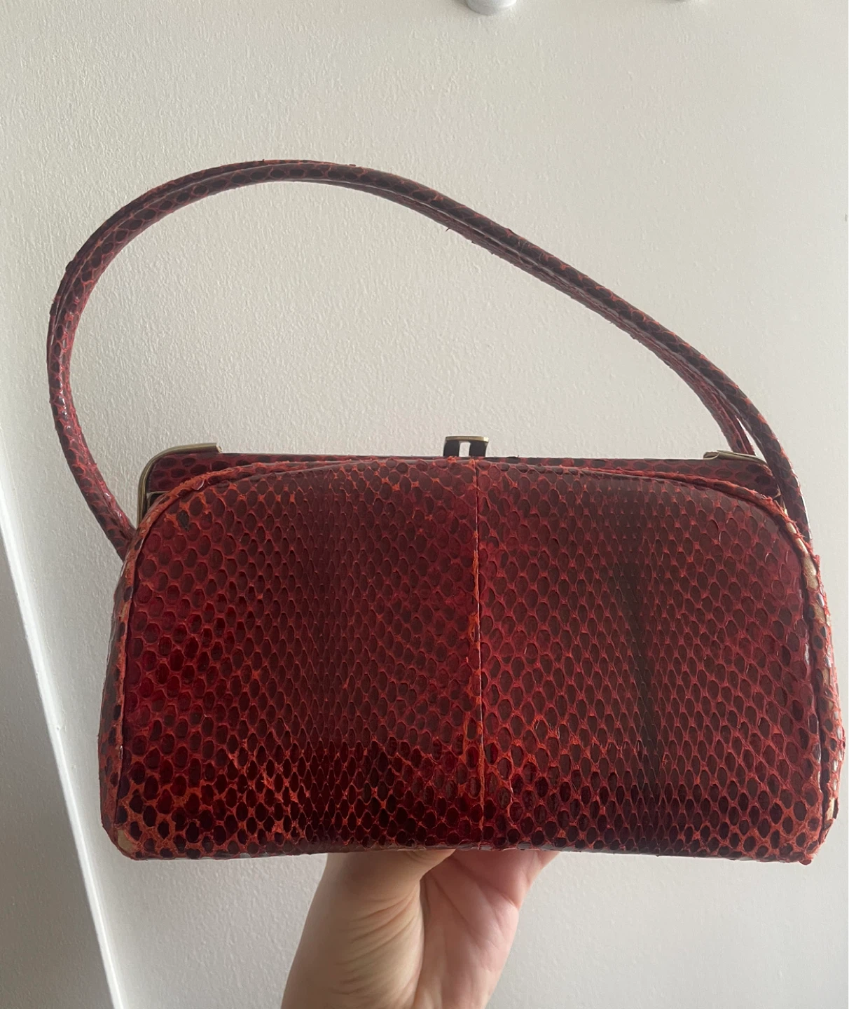 Red Reptile Skin Handbag