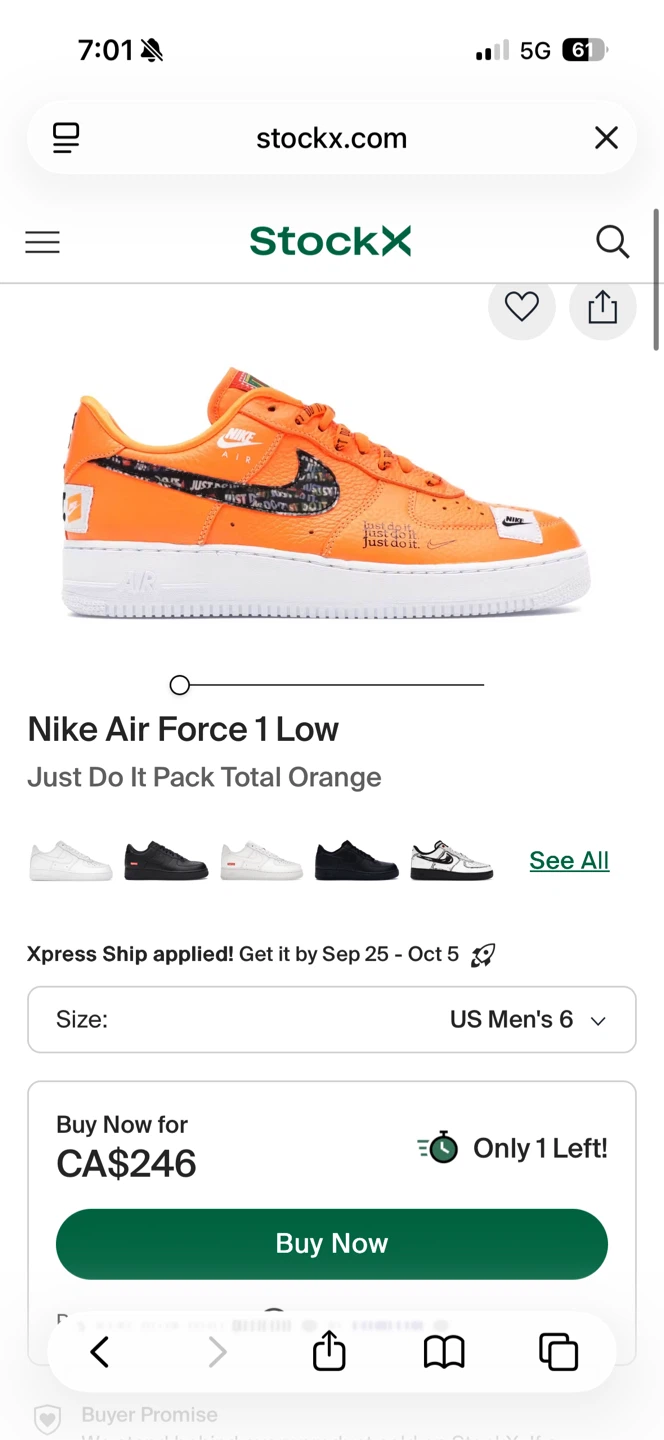 Nike Air Force 1 JDI Premium Total Orange - photo 3
