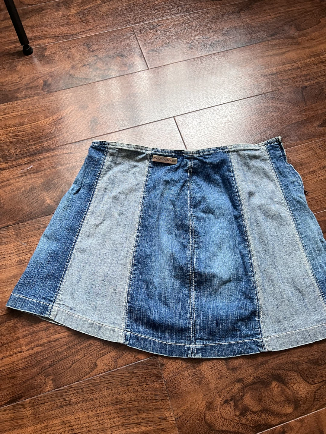 Roccobarocco Two-Tone Denim Skirt