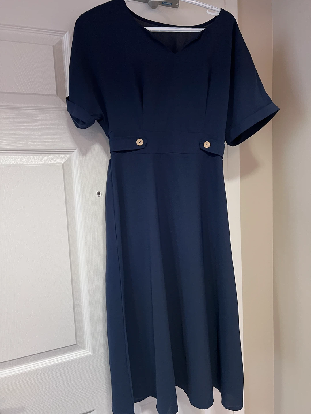 Navy Blue Short Sleeve Midi Dress - photo 2
