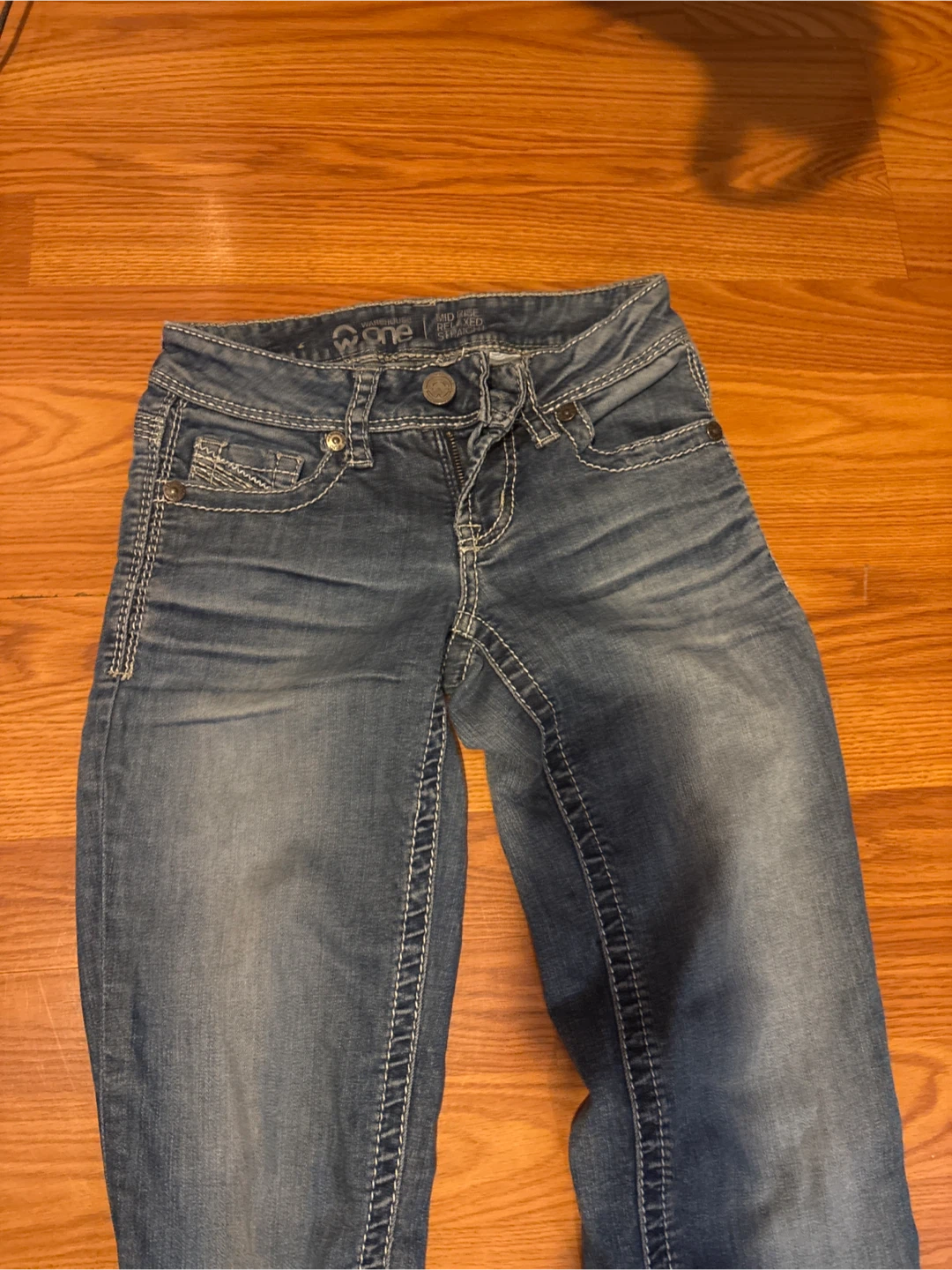 Warehouse One Mid-Rise Relaxed Straight Jeans