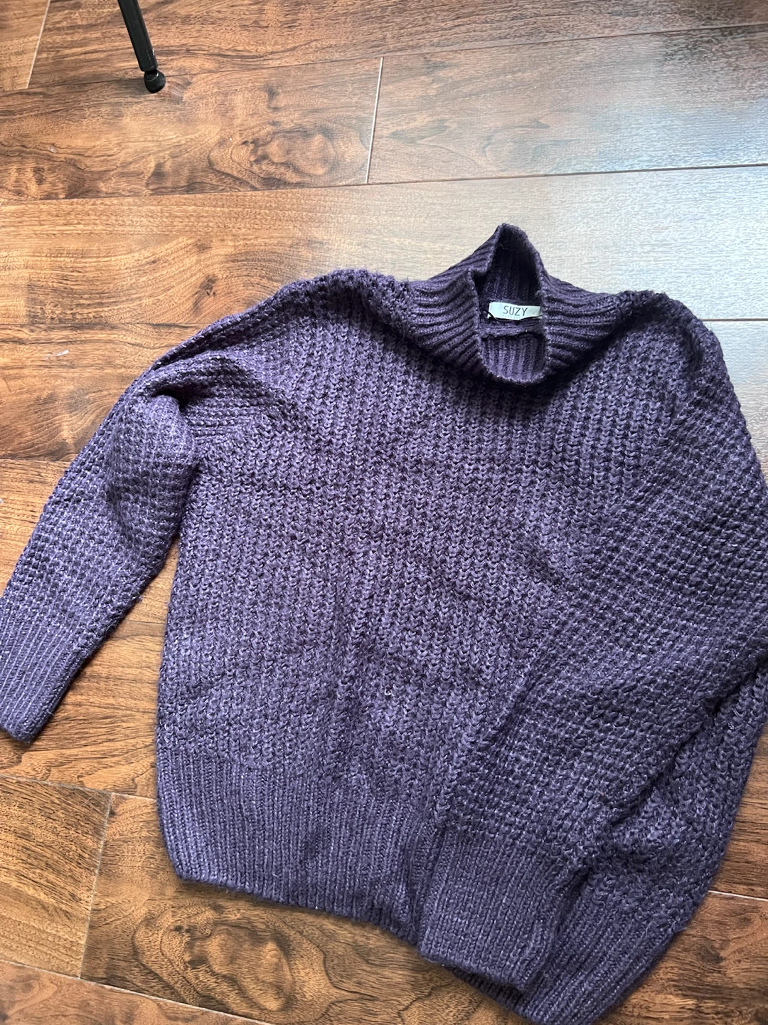 Suzy Shier Purple Knit Mock Neck Sweater