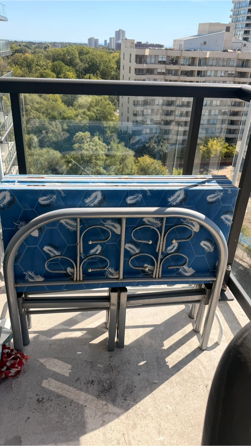 Metal Folding Bed, Blue - photo 2