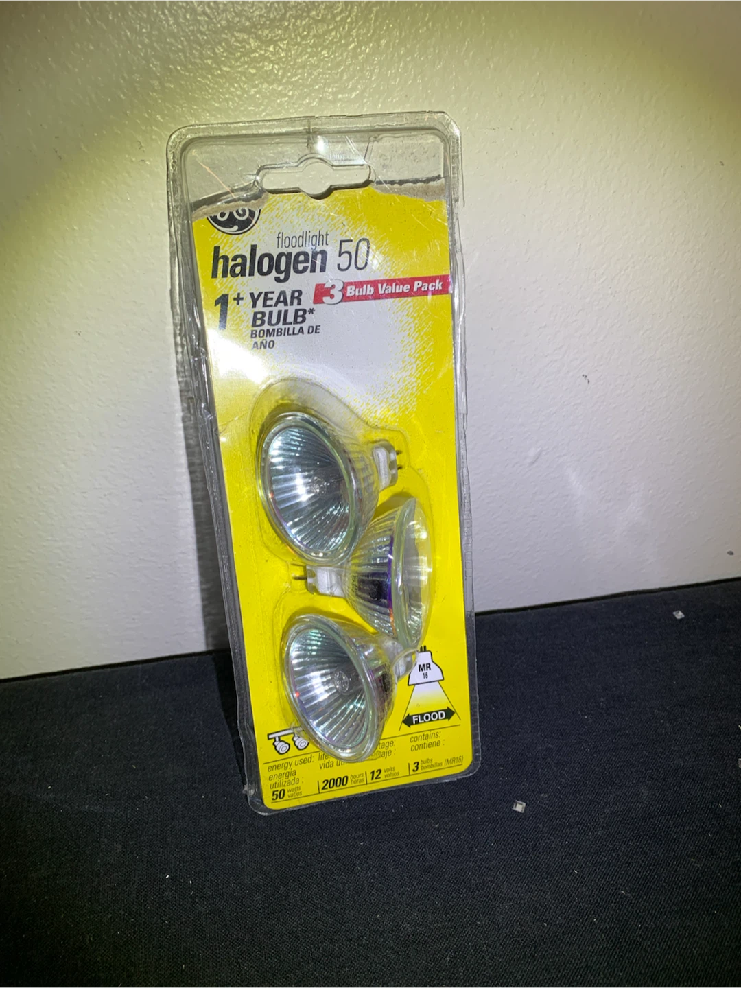 GE Halogen Floodlight Bulbs 3 Pack MR16 50W