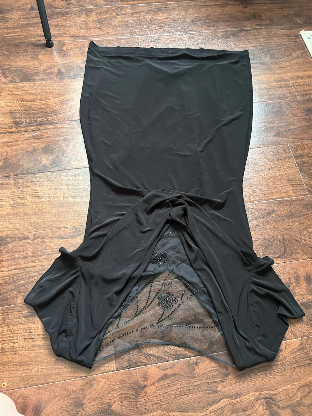 Black Cocktail Dress with Beaded Mesh Detail