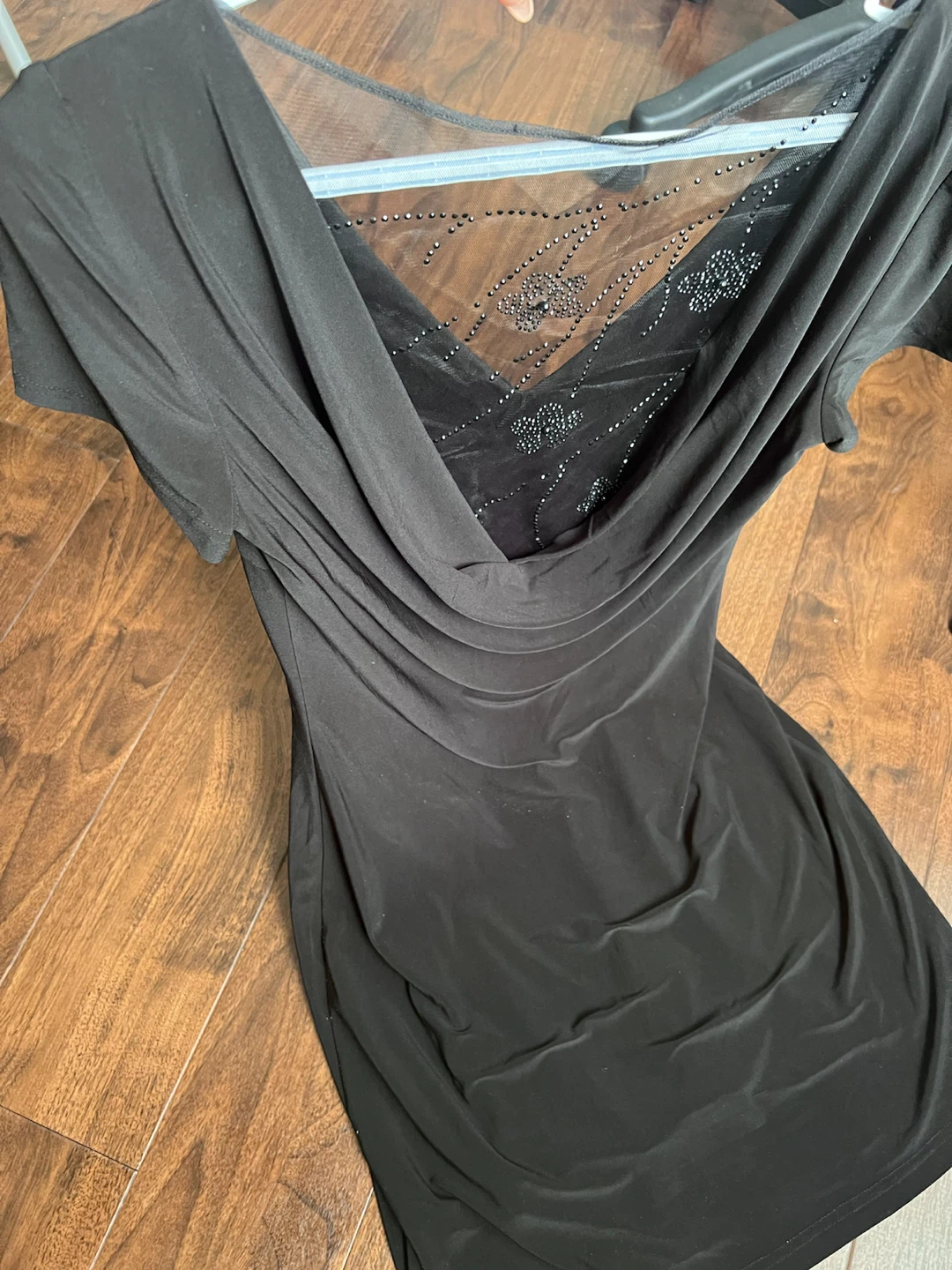Black Cocktail Dress with Beaded Mesh Detail - photo 3