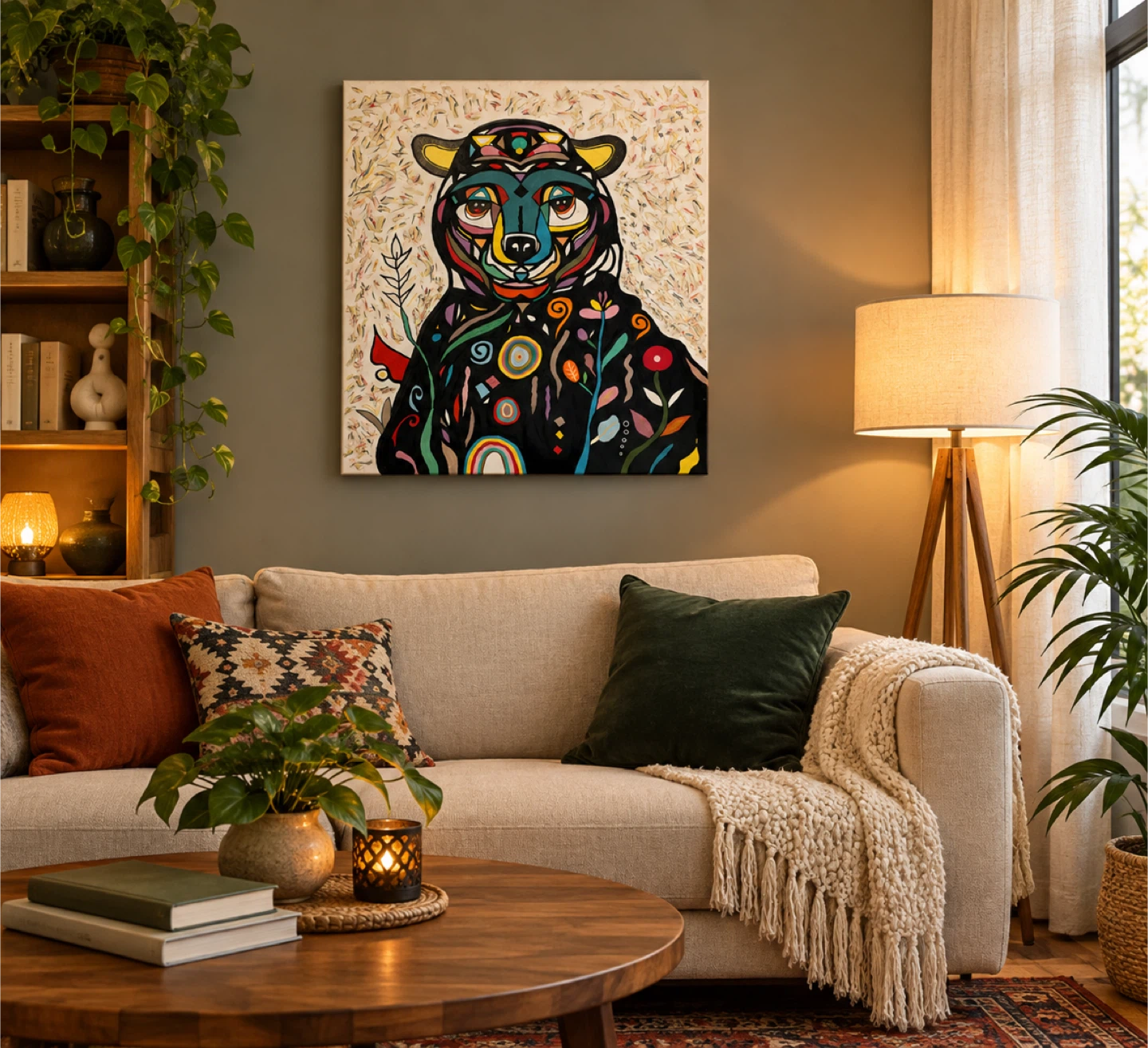 Vibrant Abstract Bear Painting - photo 4