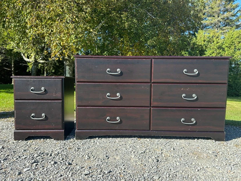 Dark Cherry Dresser + Nightstand (CAN DELIVER)