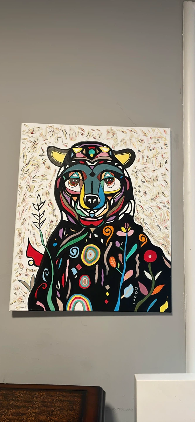 Vibrant Abstract Bear Painting