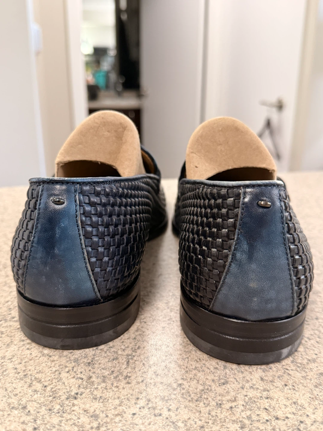 Men’s Italian Leather Loafers - Brand New, Navy Blue - photo 4