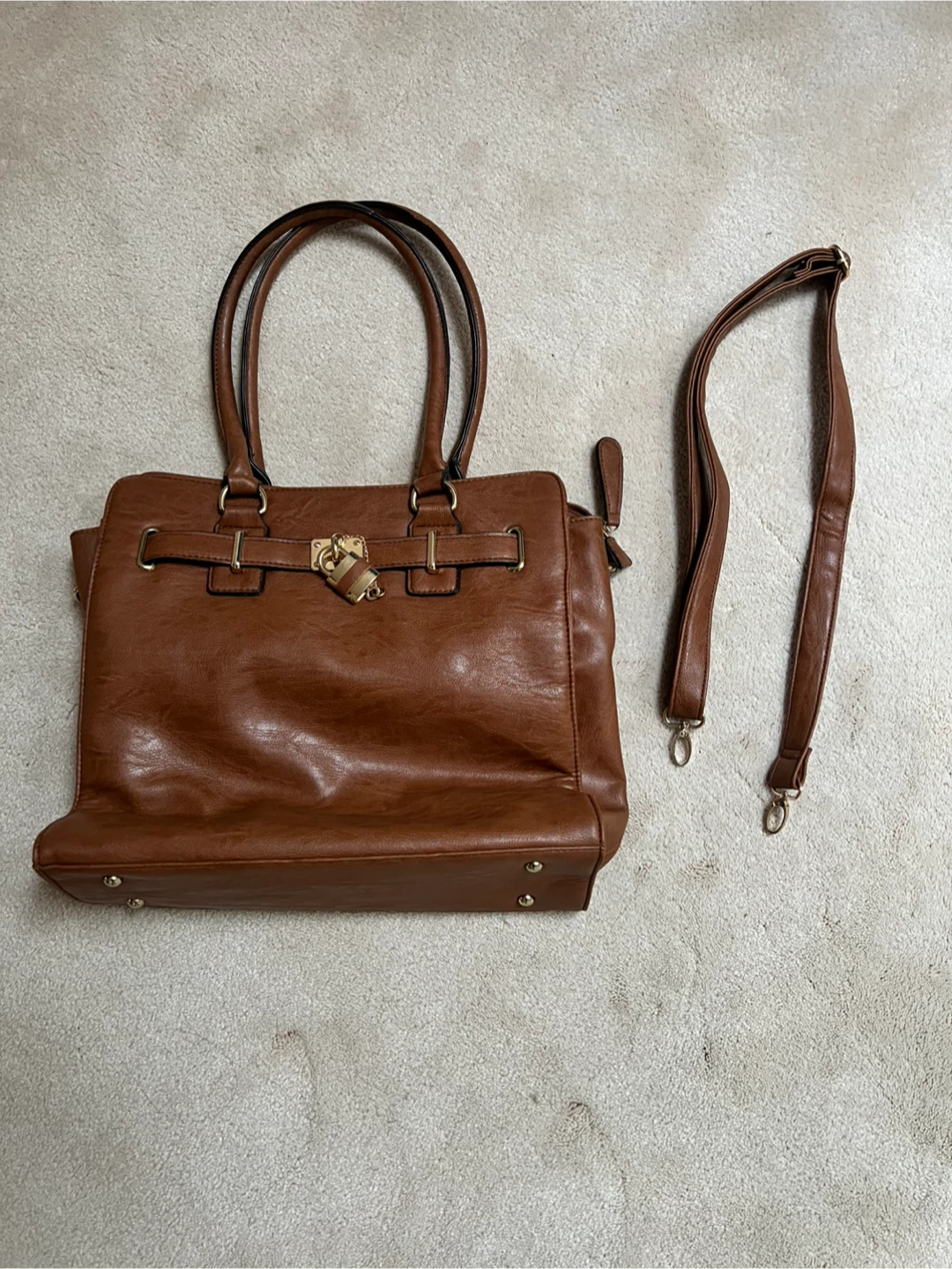 Brown handbag with shoulder strap