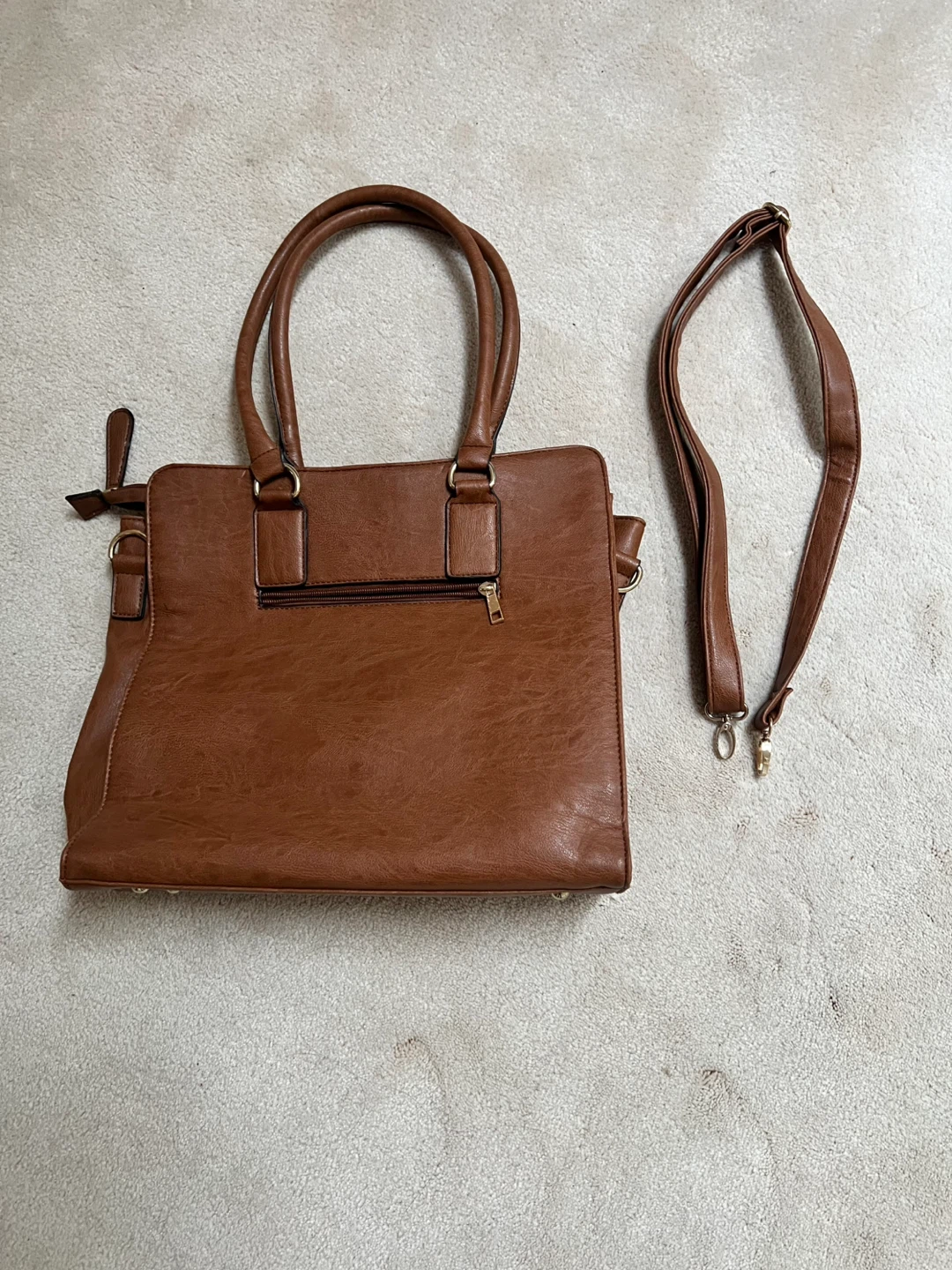 Brown handbag with shoulder strap - photo 2
