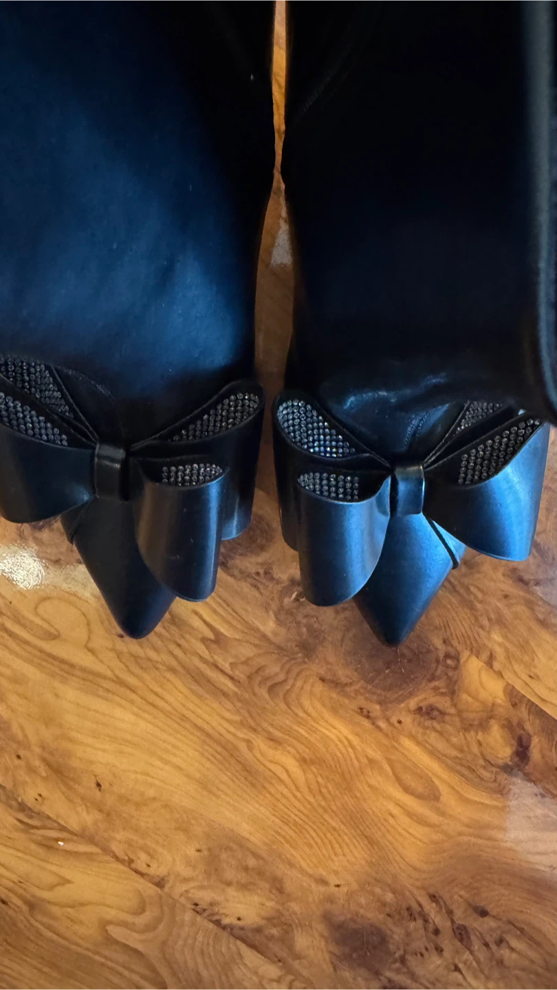 Coutgo Black Bow Ankle Boots Size 8 - photo 2