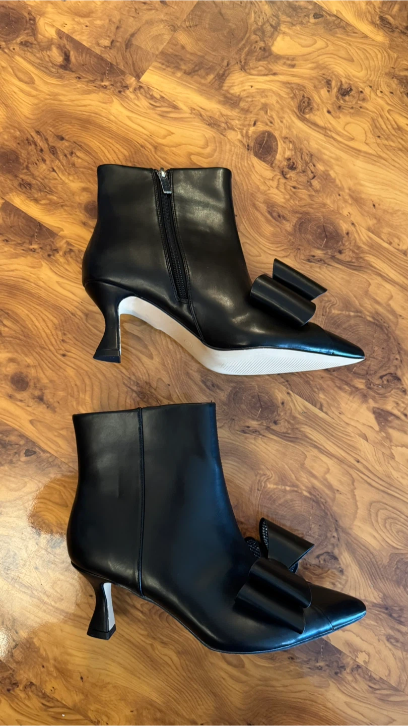 Coutgo Black Bow Ankle Boots Size 8 - photo 3