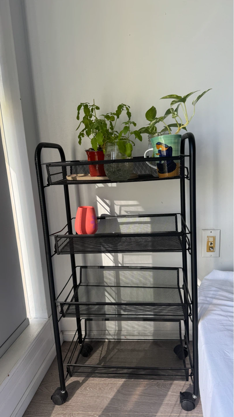 Black 4-Tier Metal Rolling Storage Cart