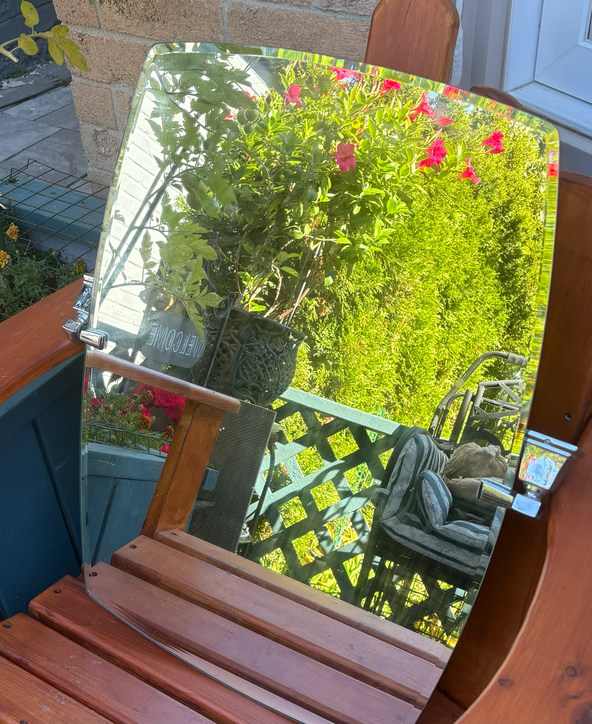 Frameless Vanity Mirror with Chrome Hardware
