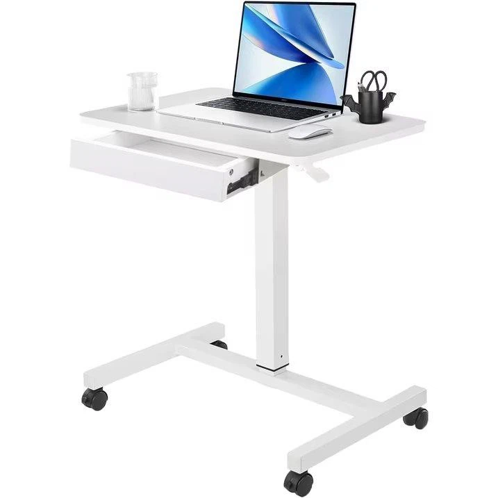 NEW- Clarina White Mobile Adjustable Height Desk