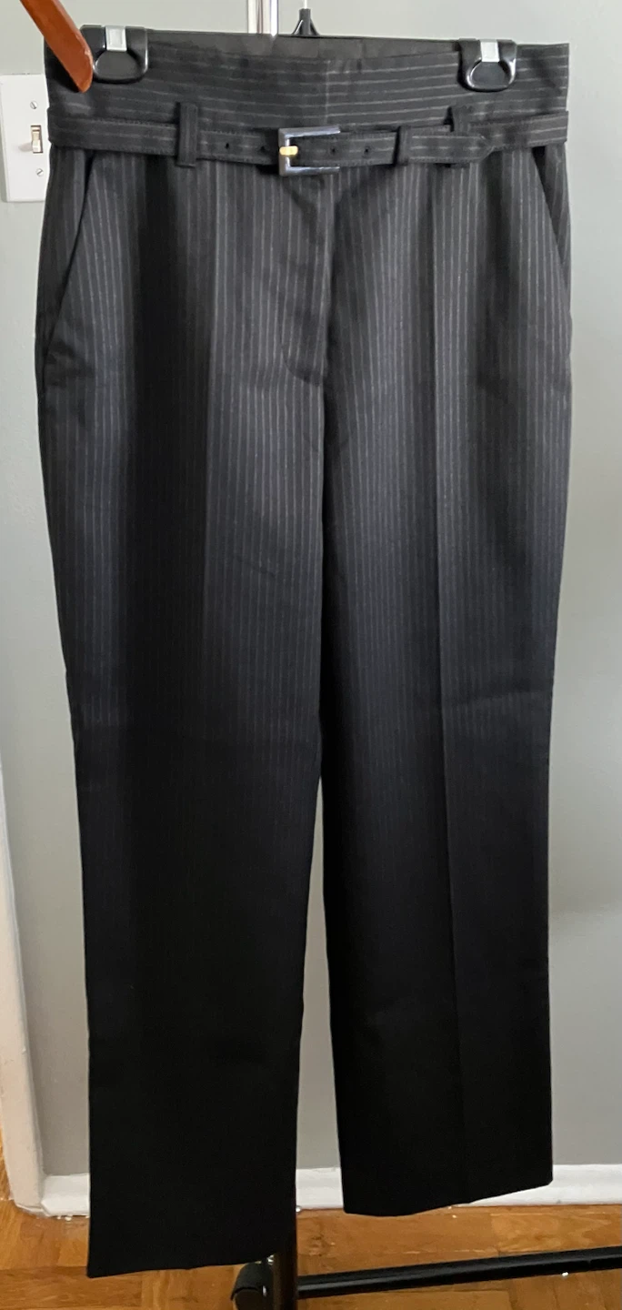 Marc Jacobs Black Pinstripe Dress Pants with Belt