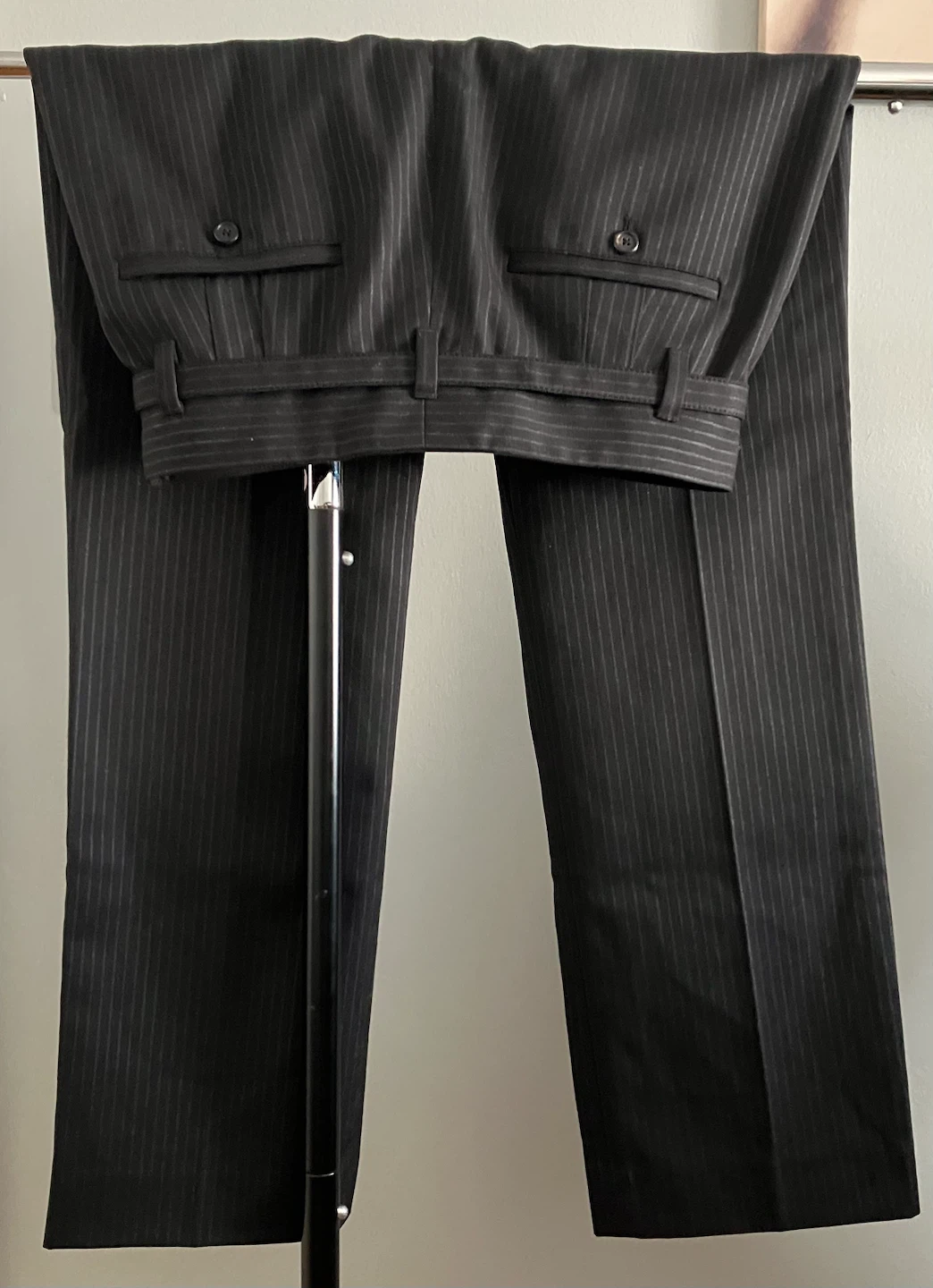 Marc Jacobs Black Pinstripe Dress Pants with Belt - photo 3